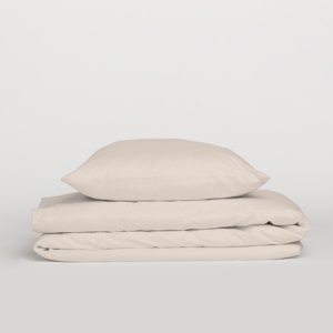 Juego de funda nórdica y funda de almohada Beige suave al tacto esencial de algodón 100% ecológico del proveedor italiano - Product Image 1