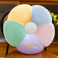 Coussin lombaire en peluche motif fleur mignon de dessin animé, coussin de siège pour la maison, le bureau ou la voiture, coussin en peluche coloré en gros