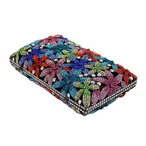 Pochette de soirée florale pour femme avec strass et perles, argentée, 7,1x1,8x3,9 pouces, avec chaîne détachable, sac à main de mariage - Product Image 5