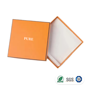 Custom Two Piece Rigid Box <b>Orange</b> Hot Foil Stamping PURE Embossed Logo Lid And Base <b>Paper</b> Box For Cosmetics Jewelry Perfume - Product Image 1