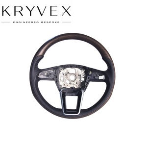 พวงมาลัย Kryvex สำหรับ Audi C8 B9.5 ทุกรุ่น ปี 2016-2026 ทำจากไม้พีชหุ้มหนัง + คาร์บอนไฟเบอร์ เย็บมือ - Product Image 3