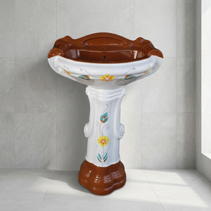 Lavabo de Pedestal de Porcelana Roja Vitrificada, Diseño Moderno, Hecho en India, al Mejor Precio, para Uso en Hospitales y Dormitorios - Product Image 2