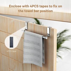 Stainless Steel <strong>Over</strong> <strong>Door</strong> <strong>Towel</strong> Rack Bar Holders for Universal Fit on <strong>Over</strong> Cabinet Cupboard <strong>Doors</strong> 2 Pack - Product Image 4