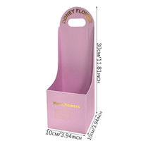 Boîte cadeau pliable en carton recyclé 3 couleurs pour la fête des mères, avec poignée, pour bouquet, emballage floral, arrangement floral, mariage, fête