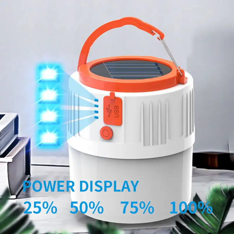 USB Rechargeable Led Outdoor Camping Solar Portable Tent Lamp Charge Light Camping Emergency Lantern with Phone Charge
