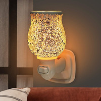 Attrayant en gros mosaïque verre chaud LED veilleuse applique murale Plug In arôme cire tarte plus chaud brûleur à huile