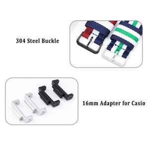 Bracelet de <span class=keywords><strong>montre</strong></span> en tissu de nylon de toile de rayure colorée de mode pour les bracelets de <span class=keywords><strong>montre</strong></span> <span class=keywords><strong>Casio</strong></span> GA2100 DW5600 16mm avec l'adaptateur en <span class=keywords><strong>plastique</strong></span> - Product Image 3