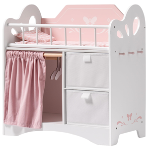 Jouets pour enfants, lit <span class=keywords><strong>de</strong></span> poupée en bois avec rangement et literie, meubles <span class=keywords><strong>de</strong></span> poupée roses pour jeu d'imitation, convient aux poupées jusqu'à 22 pouces, CE CPC - Product Image 1