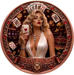 Moneta Commemorativa Lady Luck Casino Royale 1 Oz in Rame, Edizione 2026, Moneta Sfida Lady Luck, Moneta Portafortuna Poker - Product Image 1