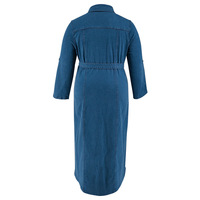 Robes décontractées en jean pour femmes 2025 – Robe midi tendance en jean à revers et manches longues avec bretelles, grandes tailles