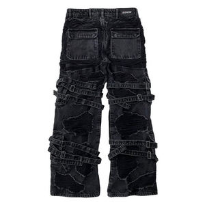 DiZNEW Nueva Tendencia <span class=keywords><strong>Jeans</strong></span> Baggy Personalizados con Múltiples Cinturones, <span class=keywords><strong>Jeans</strong></span> de Talla Grande para Hombre - Product Image 2