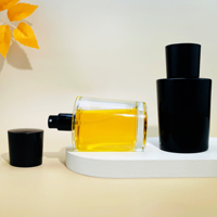 Botol Parfum Kaca Bentuk Silinder Pendek Transparan Matte Hitam 50ml 75ml Grosir, Botol Parfum Semprotan Halus