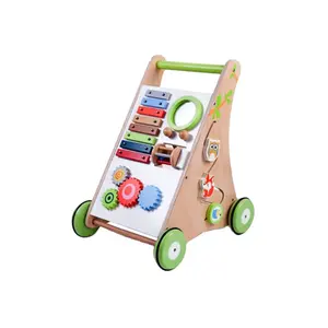 China Supplier Baby Activity Learning Walker Wooden Walking Cart Baby Toy for Kids Educational