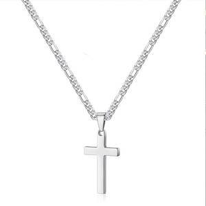 Kalung Liontin Salib Pria dari Baja Anti Karat Berkualitas Tinggi dengan Lapisan Emas 14k Warna Terang, Tidak Mudah Kusam, untuk Pria dan Wanita - Product Image 4