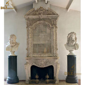 सजावट लक्जरी हाथ नक्काशीदार फैक्टरी पेशेवर प्राकृतिक सफेद संगमरमर सामान्य बड़े डबल चिमनी <span class=keywords><strong>Mantel</strong></span> चारों ओर - Product Image 1