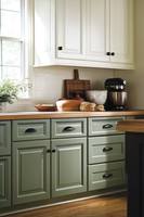 Armoires de cuisine de style américain, ensemble complet d'armoires de cuisine vertes, armoires shaker blanches RTA, fabricant