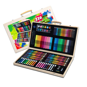 Juego de bolígrafos de acuarela de 220 piezas, bolígrafo de colores de pintura artística personalizada para niños en caja de madera - Product Image 4