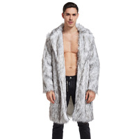 Automne Hiver Hommes Fausse Fourrure Veste Populaire Long Manteau De Fourrure Plus La Taille