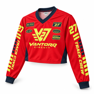 Women Breathable Quick Dry Cropped Racing Jersey <b>Long</b> <b>Sleeve</b> <b>Mesh</b> Motorsport Shirt Custom Streetwear <b>Top</b> - Product Image 6