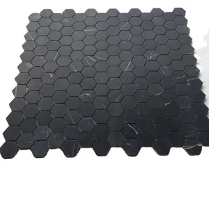2 inch Marquina Zwart Hexagon Gezoet Goedkope Mozaïektegels