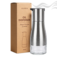 Distributeur d'huile en verre de 320 ml avec bec verseur en acier inoxydable, bouteille rechargeable pour huile de cuisson, vinaigre, sauce soja, récipient à condiments de cuisine