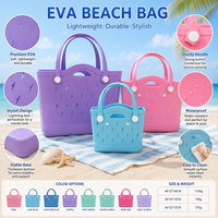 Sac fourre-tout tendance en EVA à bords festonnés, ensemble de 3 tailles, motif éclair, panier de plage imperméable, sac de voyage parent-enfant lavable