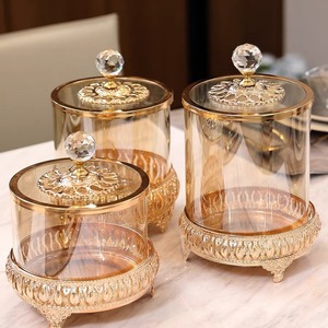 Three Piece Set of American Candy Jar Creative Living Room Coffee Table Light Luxury Carved Dried Fruit Candy Jar - Product Image 2
