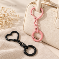 Porte-clés Cœur Couleur Bonbon avec Fermoir à Pression et Anneau à Ressort pour Noël, Cadeau Femme, Accessoires DIY, Breloque de Sac