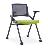 Chaise de conférence de bureau moderne pliable et mobile en acier avec roulettes en nylon et mousse haute densité pour la maison, le bureau et l'école