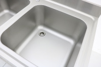 Fregadero Doble de Acero Inoxidable de Alta Resistencia para Cocina Comercial, con Patas de Altura Ajustable y Recubrimiento de Grado Alimenticio