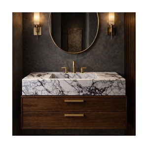 Mueble de Baño Rectangular Personalizado con Lavabo Funcional de Mármol Viola - Product Image 1