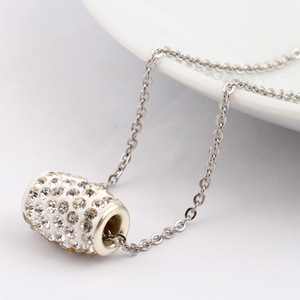 Collar Ovalado de Acero Inoxidable Estilo Europeo Americano para Mujer con Colgante de Diamantes Completos para Uso Diario en Negro, Blanco, Dorado y Rosa - Product Image 5