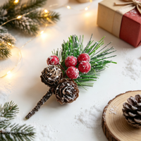Guirlande de Noël DIY, bouquet de fleurs artificielles avec cônes de pin, décoration pour arbre de Noël, ornement pour fenêtre ou bar, accessoires en gros