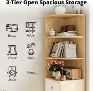 Librería Esquinera de Madera de 71 Pulgadas con Cajones, Mueble de Almacenamiento para Sala de Estar, Oficina o Dormitorio, Venta al por Mayor - Product Image 4