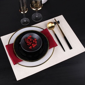 Nouvel ensemble <span class=keywords><strong>de</strong></span> vaisselle <span class=keywords><strong>de</strong></span> luxe chinois pour une personne, assiettes <span class=keywords><strong>de</strong></span> présentation en verre à bordure dorée dégradée, verres à vin pour hôtel oriental, cadeau <span class=keywords><strong>de</strong></span> mariage - Product Image 4