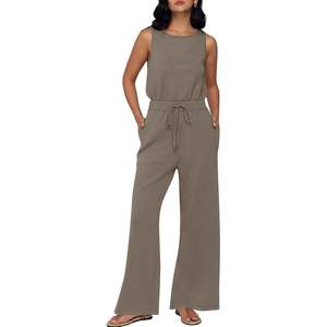 2025 monos informales sin mangas para mujer, trajes elegantes de verano con pantalones de pierna ancha, peleles de moda, ropa - Product Image 2