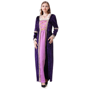 Robe de Renaissance élégante pour femme, manches longues, velours violet, costume de jeu de rôle, cosplay, tenue de scène, printemps 2025 - Product Image 1