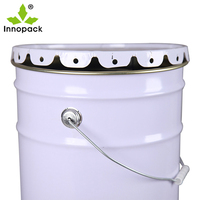 Seau en métal et acier de 25 litres pour produits chimiques, peinture et huile, avec couvercle métallique, vente en gros