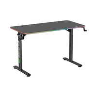 Bureau de jeu économique en forme de T GMD08-3 avec éclairage RGB, station de travail pour jeux à domicile avec éclairage LED, robuste