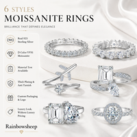 6 styles de bagues en argent sterling 925 avec diamants Moissanite VVS de 1 à 4,2 carats pour femmes, accessoire de bijoux pour anniversaire, résistant à l'eau
