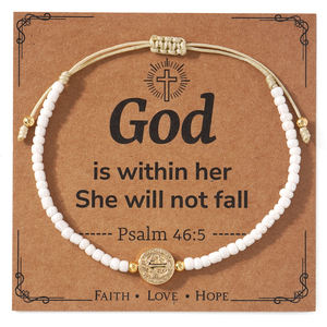 Pulsera de cuentas de semillas con versículo bíblico de Salmo 139:13 de Go2boho, joyería cristiana de la fe, cordón ajustable, regalo <span class=keywords><strong>para</strong></span> mujer - Product Image 1