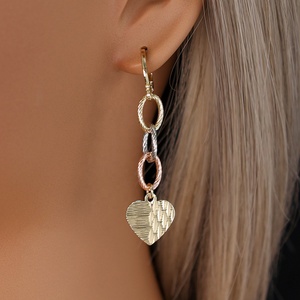 241196 bijoux de mode remplissage en or 14k trois couleurs longues boucles d'oreilles femmes religieuses boucles d'oreilles créoles - Product Image 5