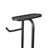 Support de papier toilette et brosse WC avec étagère pour téléphone, en métal noir, sur pied, avec fonction de réservatoire