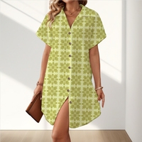 Robe chemise à col ouvert en rayonne imprimé tropical de style hawaïen personnalisé avec poches latérales robe midi décontractée pour femme en vacances