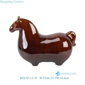 RZLN11-C-S Statuetta in Ceramica di Cavallo Stilizzato, <span class=keywords><strong>Rosso</strong></span> Lucido Smaltato - Product Image 2