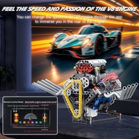 Bloques de Construcción de Motor V8, 665 Piezas, Modelo de Juguete, Experimento Físico, Control Remoto por Aplicación, Kit de Construcción de Motor de Ingeniería