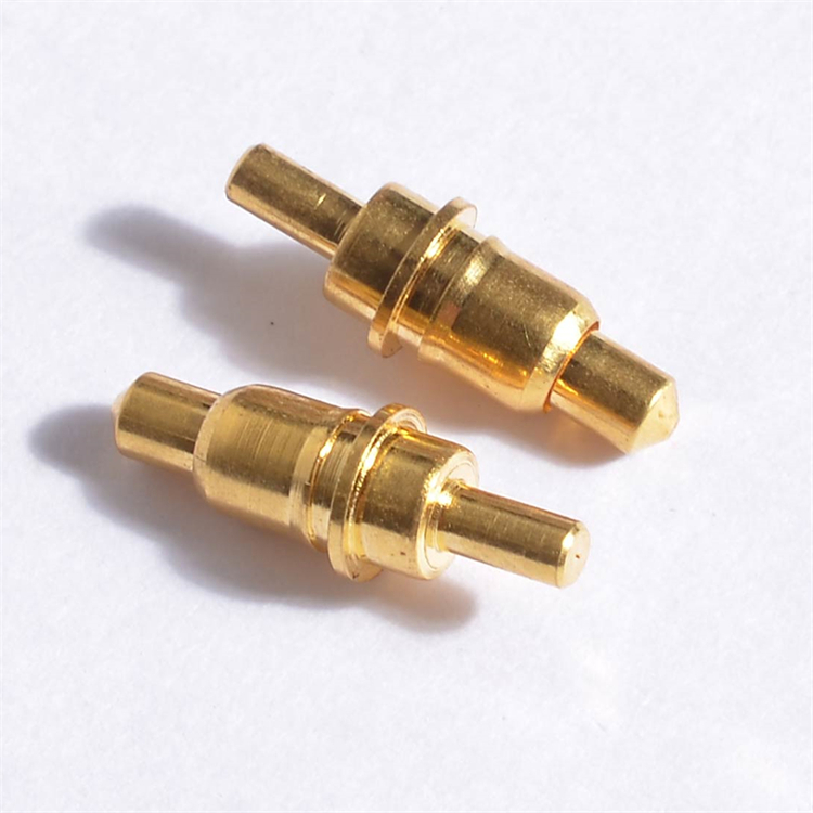 high quality custom made electrical brass copper gold plated circular spring loaded pogo pin 2 pins connector