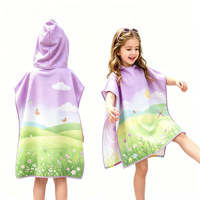 Serviette de plage à capuche en microfibre pour enfant, motif dessin animé, séchage rapide, douce, pour l'été, la plage, le surf, la natation, poncho personnalisé, la plus populaire en gros
