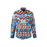 Camisa de Hombre Ignífuga con Botones, Estampado Geométrico, Manga Larga, 100% Algodón, Casual, Transpirable, de Secado Rápido, Antiarrugas, para Verano