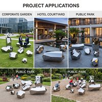 Nouvelle conception de sculpture en cristal facetté de luxe en acier inoxydable, poli miroir, pour jardin, parc, hôtel, cour, taille personnalisée, OEM
